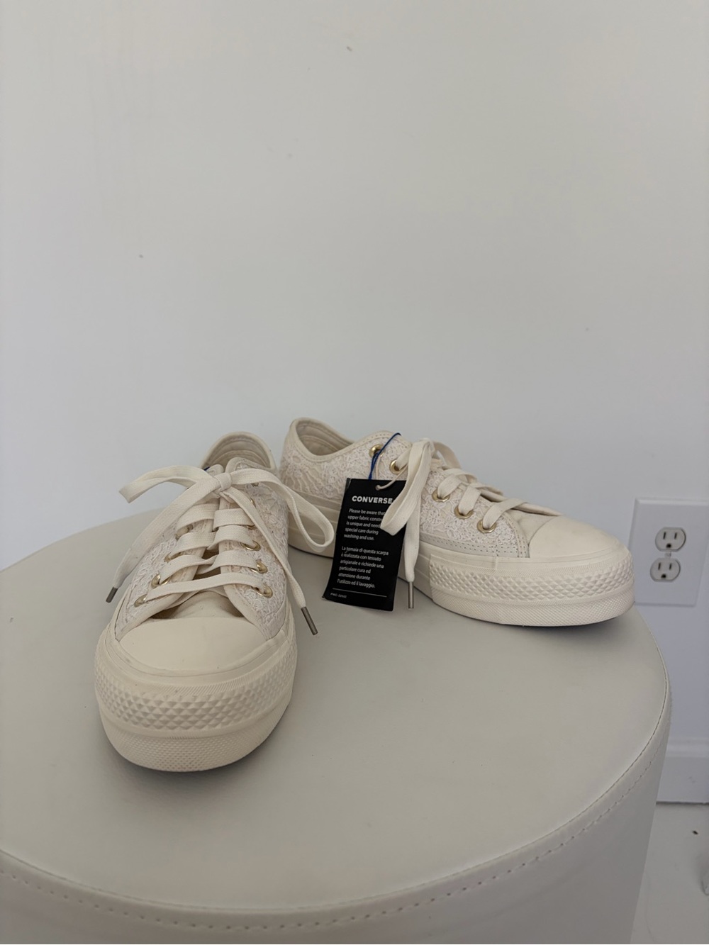 NWT Converse Women’s Platform Lace-Up Sneakers in Off-White